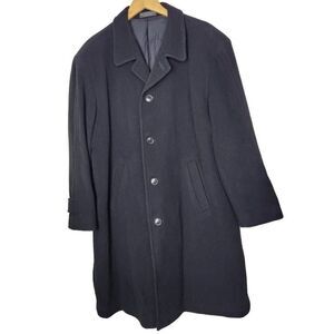Andrew Fezza Italian Cashmere black single breasted coat size 42